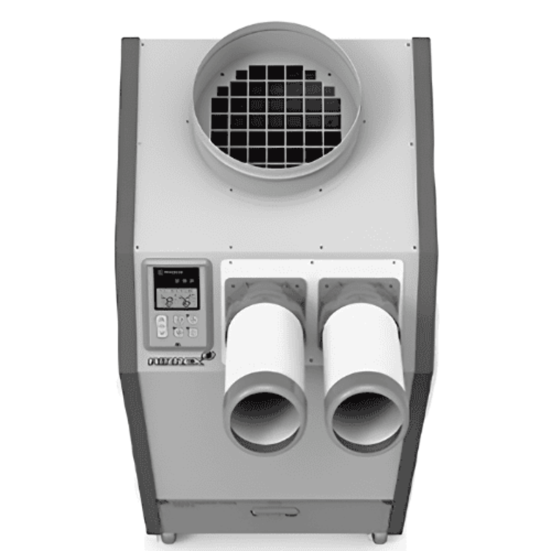Flagro AIRREX HSC-18P Air Conditioner portable industrial spot cooler with dual front air discharge ducts, top exhaust vent, digital control panel, and heavy-duty mobile design