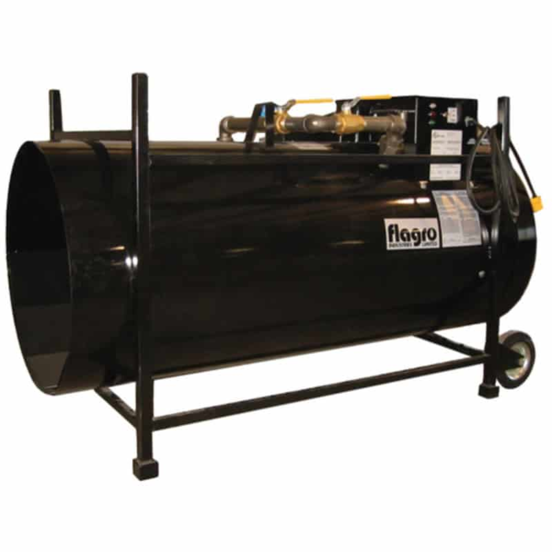 Flagro Direct Fired Heater F-1000T high-capacity industrial heater with cylindrical barrel design and heavy-duty frame