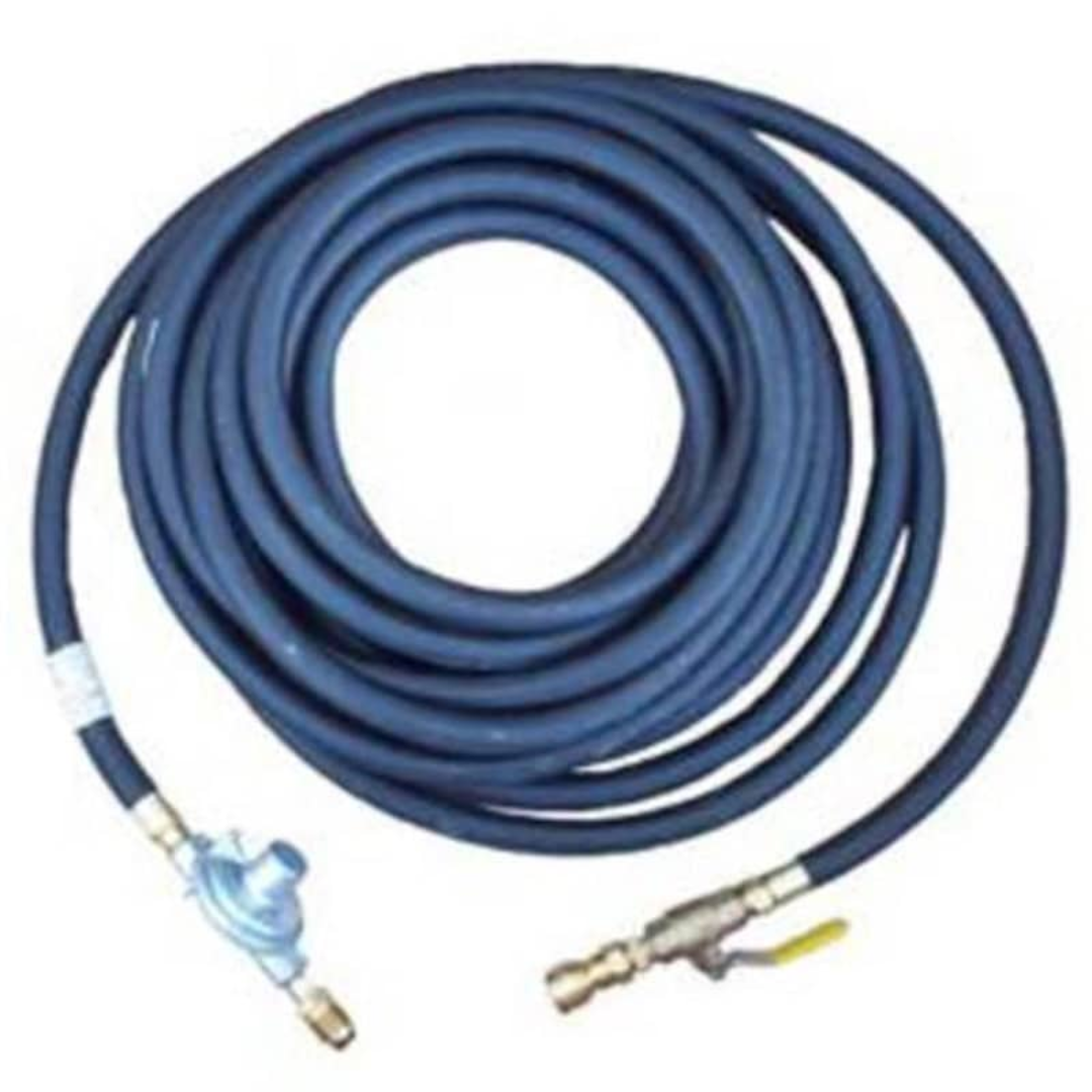 Flagro Radiant Heater FRHR-100PQD propane hose with quick disconnect fittings for secure and convenient fuel connection.