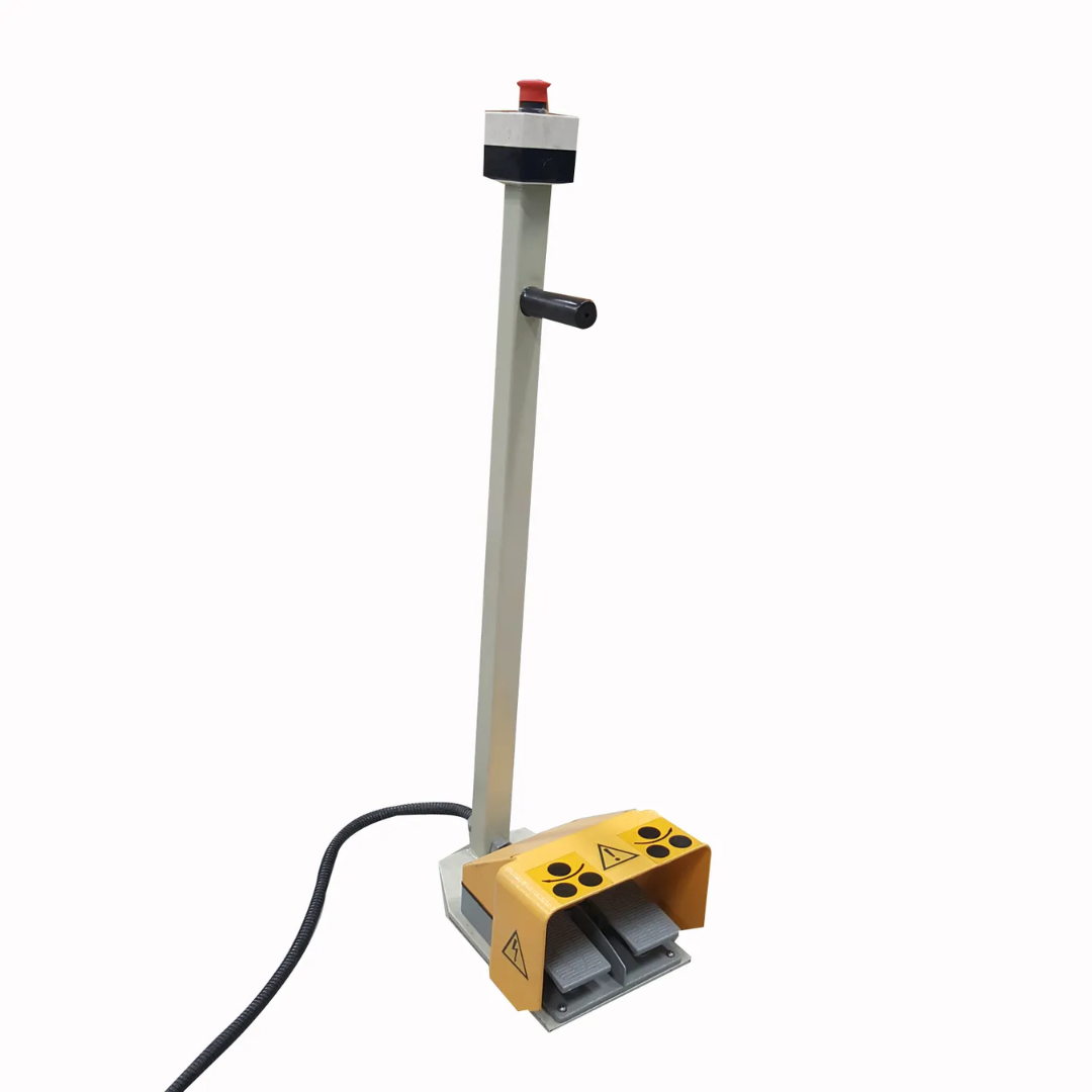 Foot pedal control system for the Baileigh 50-Inch Electric Slip Roll, Open Stand (SR-5016E) 1007336 enabling hands-free operation and improved control during metal rolling processes.