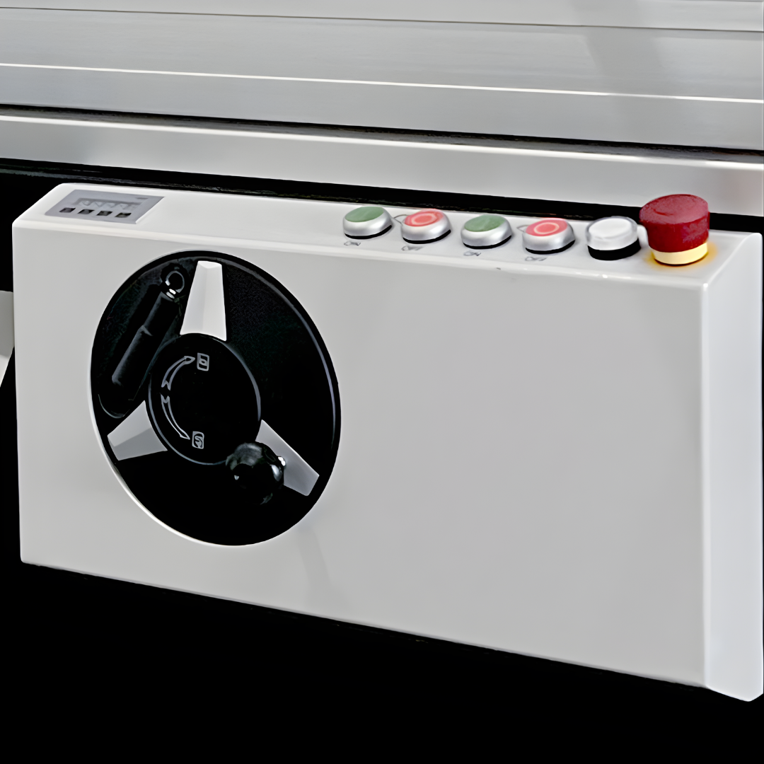 Front control panel with adjustment hand wheel on Maksiwa BMS.1600.IR