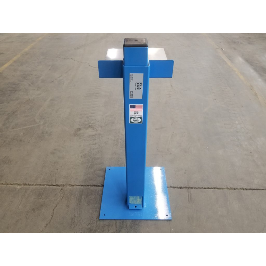 Front view of JLT #160B Stile Spreader showing compact vertical design and stable floor-mounted base for shop use