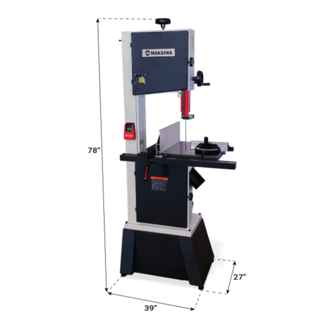 Full height view of Maksiwa SF.35.MI 14” Bandsaw ready for operation