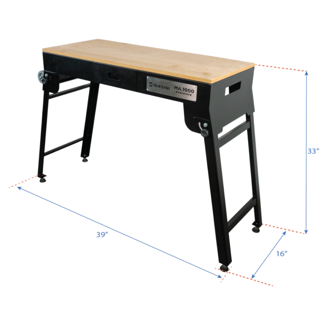 Full view of Maksiwa MA.1000 Workbench with extended support bar