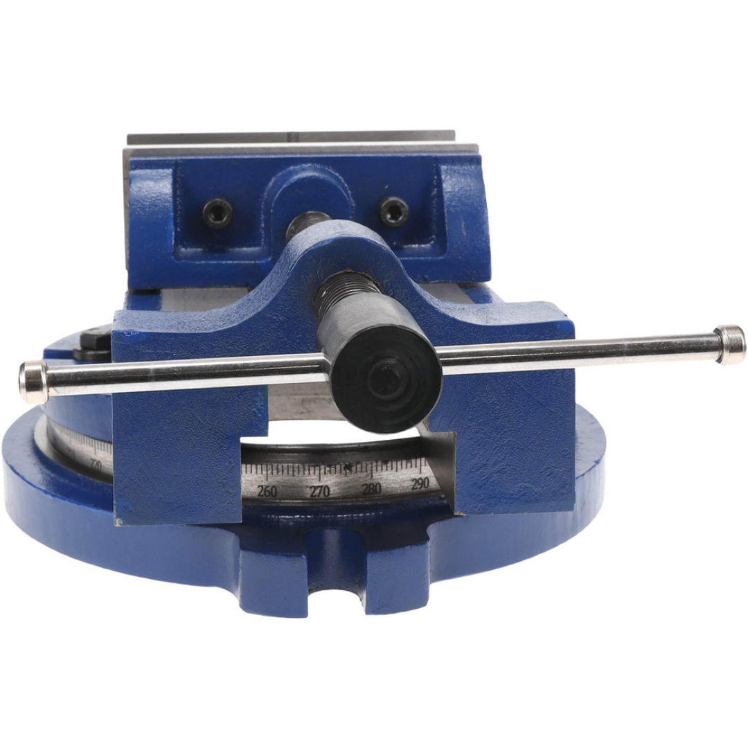 Gibraltar Machine Vise: Light Duty, Single-Station Swivel Base G-110922 front view highlighting the precision-ground jaws, swivel base with degree markings, and compact workholding design for machine shop use.
