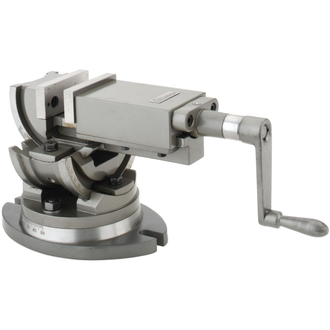 Gibraltar Machine Vise Single-Station Swivel Base Precision 110051 precision machine vise with swivel base, hardened steel jaws, precision lead screw, and heavy-duty construction for accurate milling, drilling, and machining applications.