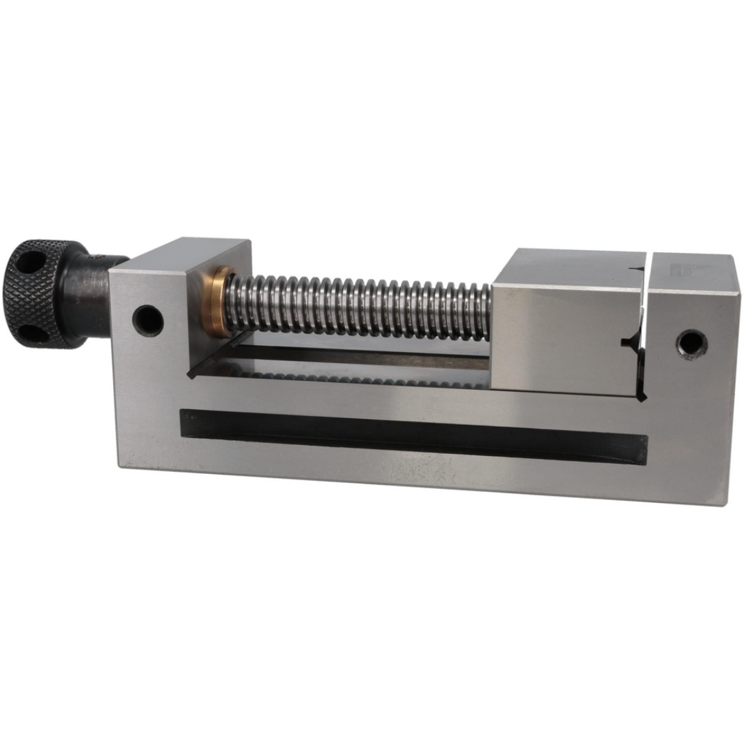Gibraltar Toolmakers Vise TA-30 angled front view showing the precision-ground steel body, manual screw mechanism, and rigid workholding design for toolroom applications.