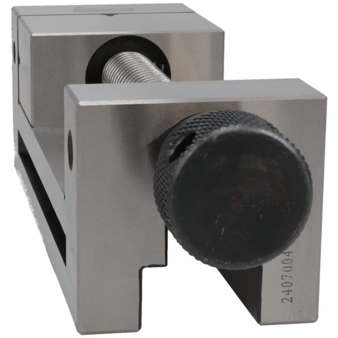 Gibraltar Toolmakers Vise TA-30 close-up rear view displaying the precision lead screw adjustment knob and hardened steel construction for accurate workpiece clamping.