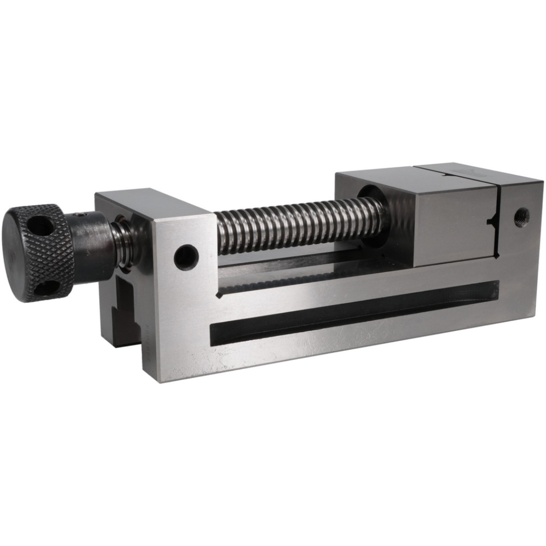 Gibraltar Toolmakers Vise TA-30 precision hardened steel toolmaker's vise with precision-ground flat jaws, manual lead screw, and compact low-profile design for grinding, EDM, inspection, and precision machining.