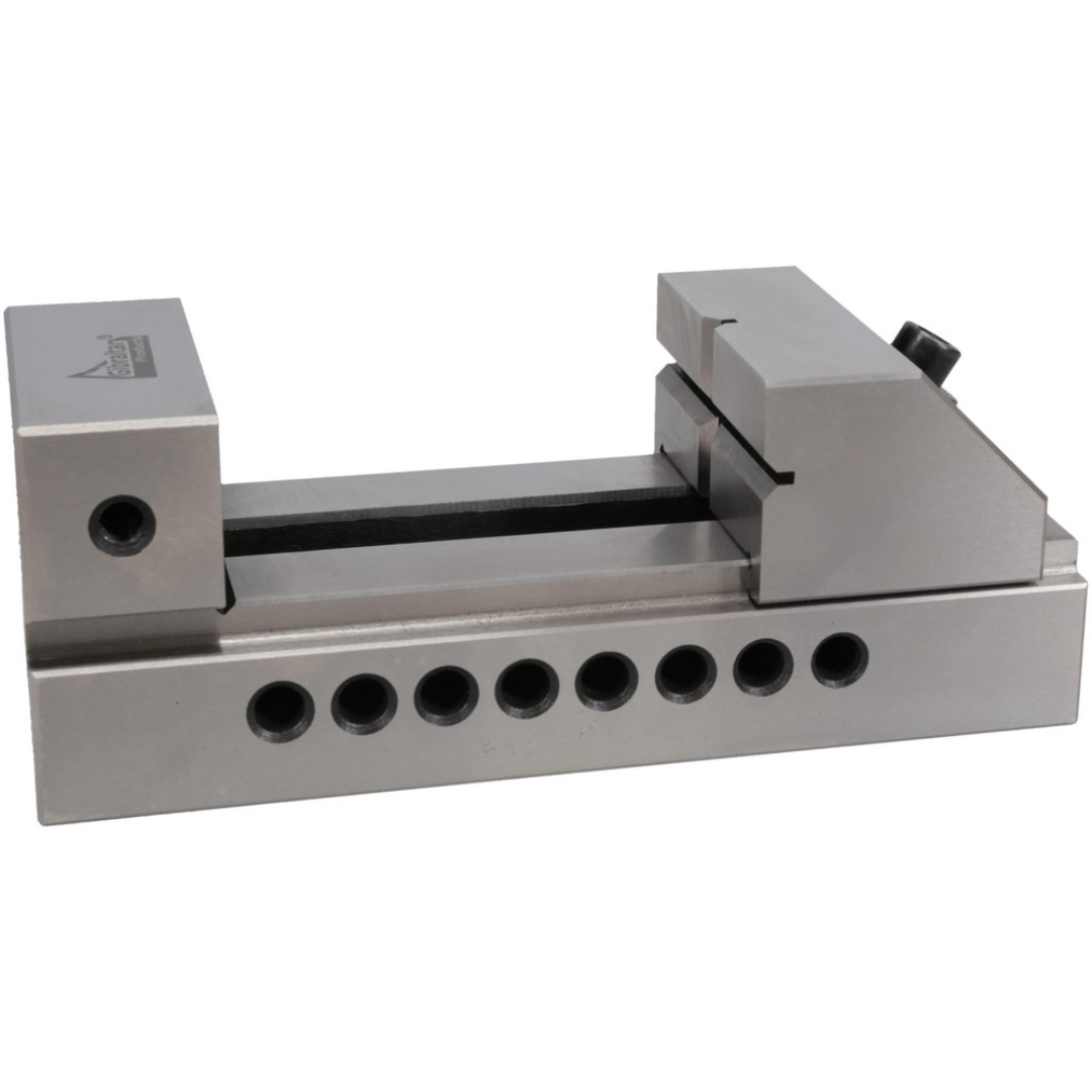 Gibraltar Toolmakers Vise XTMV/23 side view highlighting the low-profile design, precision sliding jaw, and mounting holes for secure fixture installation.