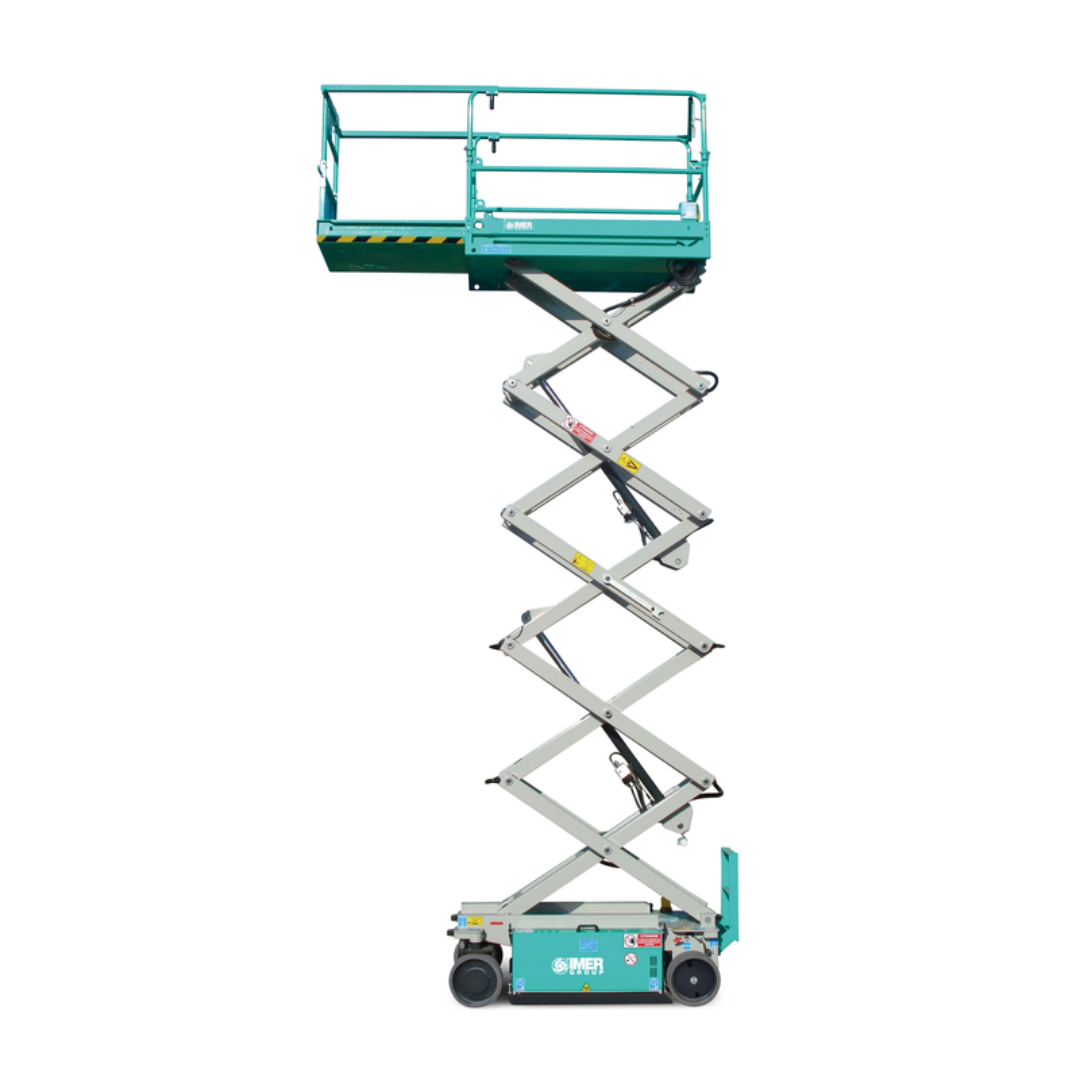 Compact IMER IM 3224 electric micro scissor lift with narrow chassis and zero-emission operation for confined spaces
