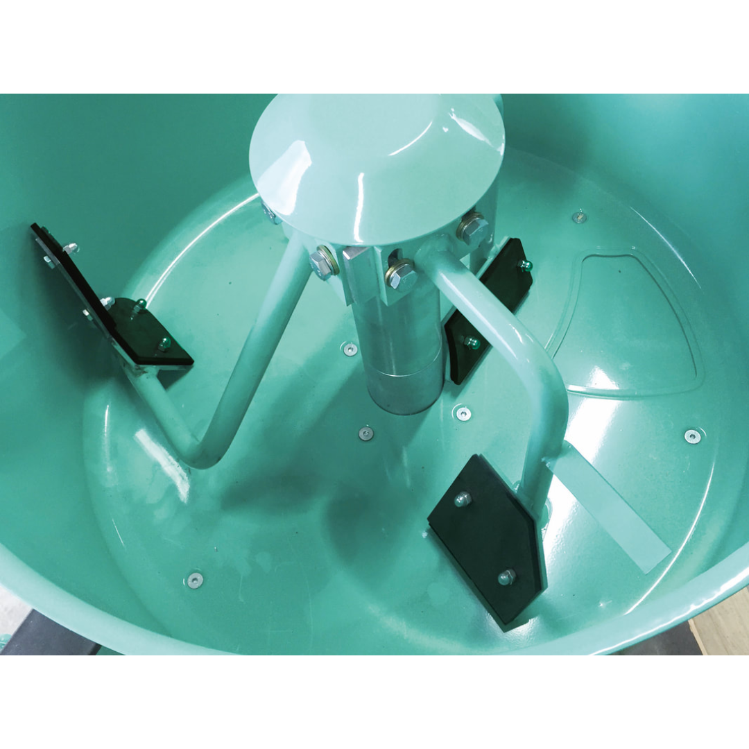 IMER MIX-ALL 120 Plus Vertical Shaft Mixer interior paddle assembly engineered for aggressive blending and uniform material consistency