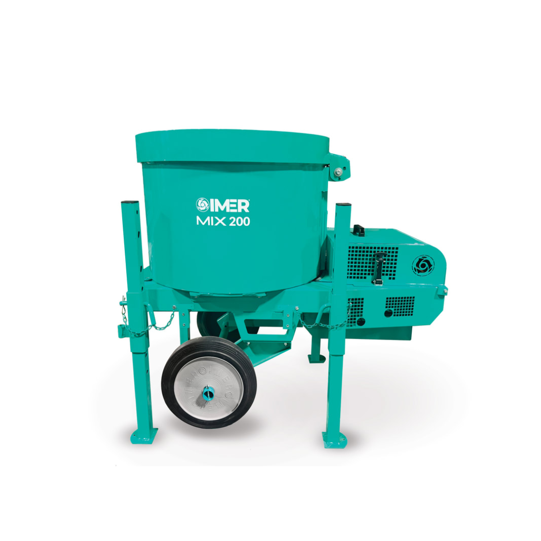 IMER MIX 200 FP Vertical Shaft Mixer 1195163 heavy-duty portable mixing system with large-capacity drum and professional-grade paddle mixing performance