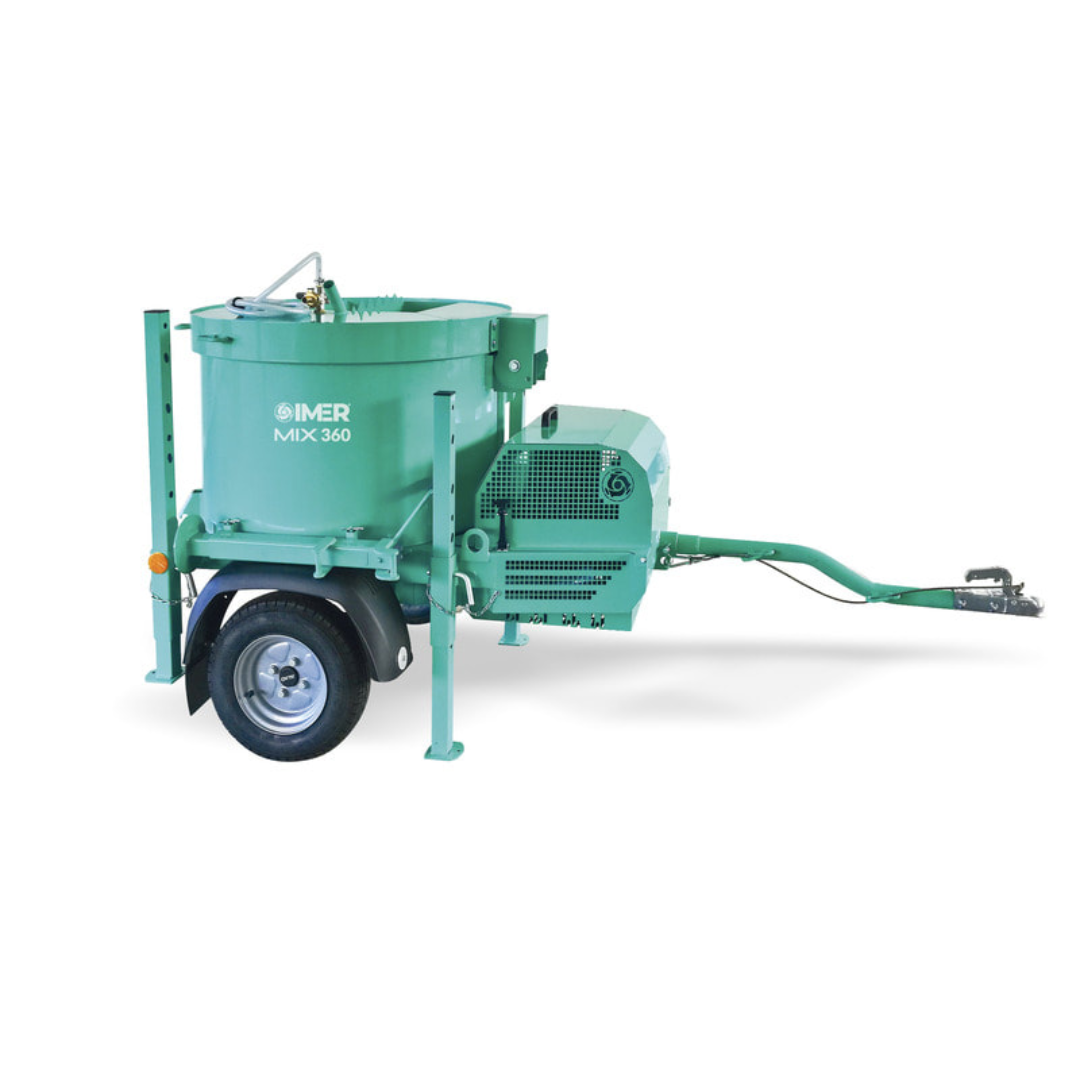 IMER MIX 360 Vertical Shaft Mixer industrial vertical shaft mixer engineered for high-output mixing of mortar, stucco, grout, concrete, and specialty cementitious materials