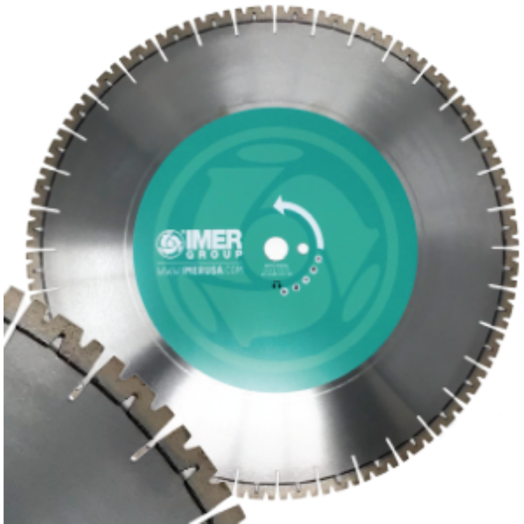 Front-facing IMER Stone / Hard Application Premium Blade with premium segmented rim design for fast, accurate cutting of dense stone and hard construction materials."
"Professional IMER Stone / Hard Application Premium Blade showcasing durable steel core construction and advanced diamond segment technology for demanding stone cutting applications."