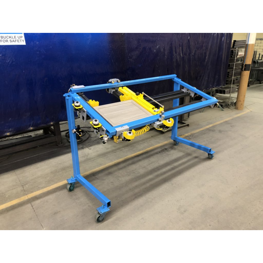 JLT #717C-M Miter Door Clamp full workstation setup for assembling miter cabinet doors with high accuracy.