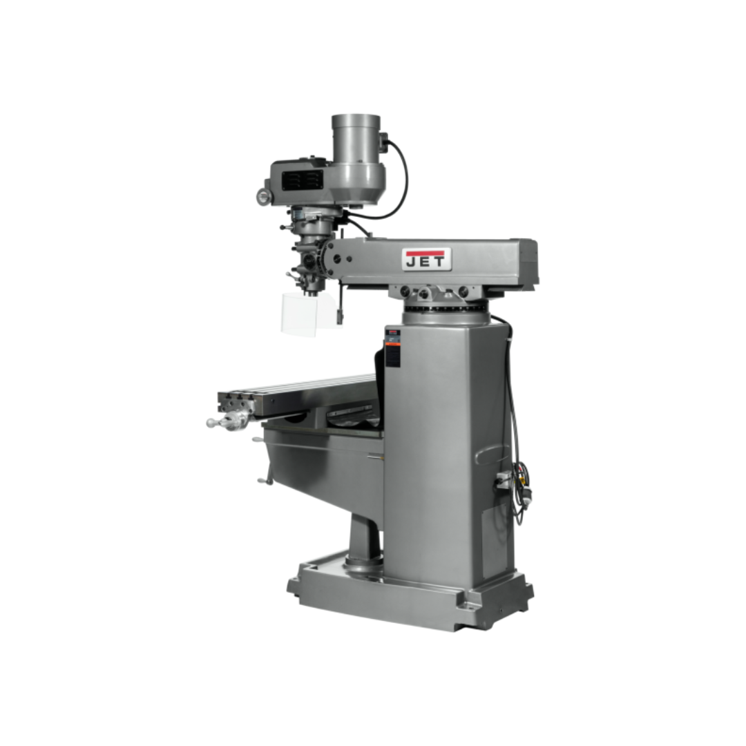 Jet 50 x 10" Knee Milling Machine: 3.00 hp, Electronic Variable Speed, Three Phase 60 RPM Min, 4200 RPM Max, R8 Spindle Taper 691050 back view
