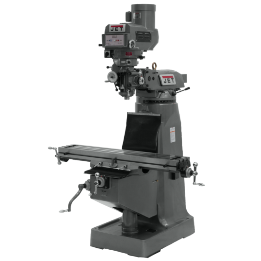 Jet 9 x 49" Knee Milling Machine: 3.0000 hp, Variable Speed Pulley, Three Phase 60 RPM Min, 4200 RPM Max, R8 Spindle Taper 690182