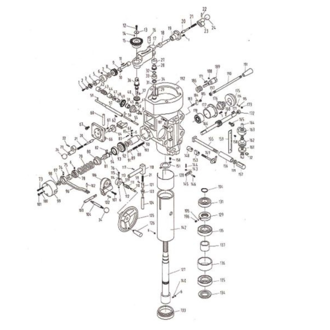 Jet 9 x 49" Knee Milling Machine: 3.0000 hp, Variable Speed Pulley, Three Phase 60 RPM Min, 4200 RPM Max, R8 Spindle Taper 690182 paper view diagram machine nozzle