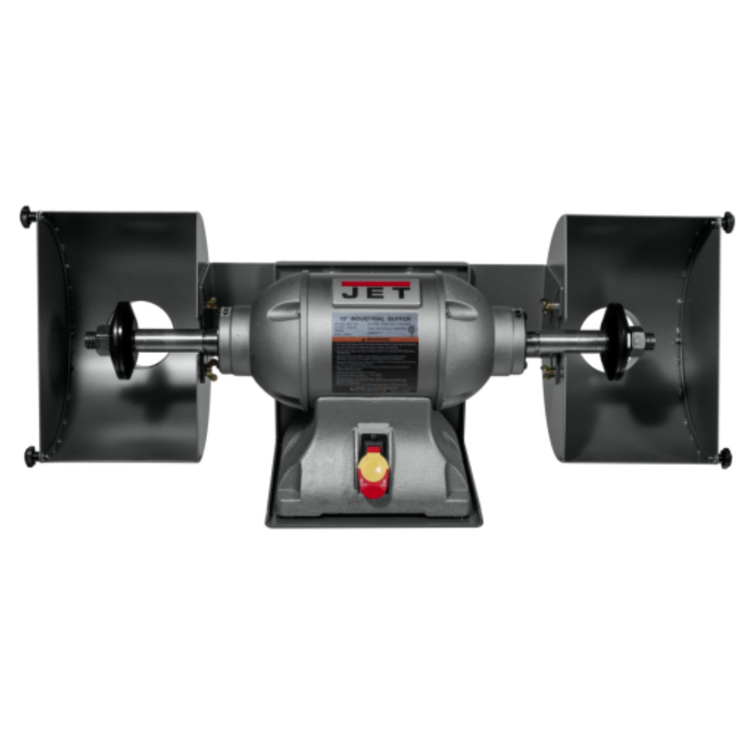 Jet Bench Buffer: 10" Wheel Dia, 1" Arbor Hole Dia 115 & 230 V, 1 Phase, 1,800 Max RPM 578410 front of machine