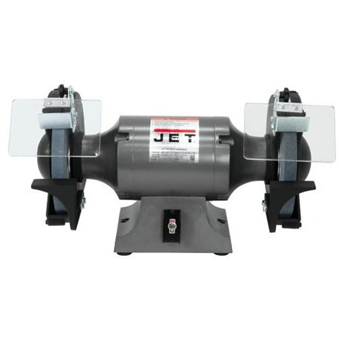 Jet Bench Grinder: 10" Wheel Dia, 1" Arbor Hole Dia 115 V, 1 Phase, 1" Wheel Thickness, 1,725 Max RPM 577103 front view of machine