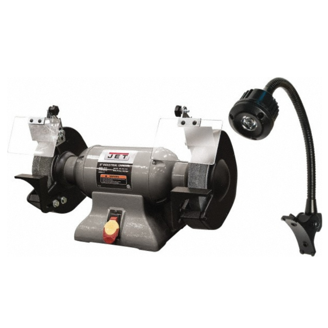 Jet Bench Grinder: 8" Wheel Dia, 0.63" Arbor Hole Dia, 1 hp 115 V, 1 Phase, 3,450 Max RPM 4724137/4724487 full view of product