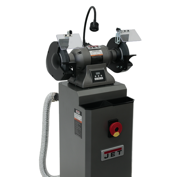 Jet Bench Grinder: 8" Wheel Dia, 5/8" Arbor Hole Dia, 1 hp 115 V, 3 Phase, 1" Wheel Thickness, 3,600 Max RPM 578208