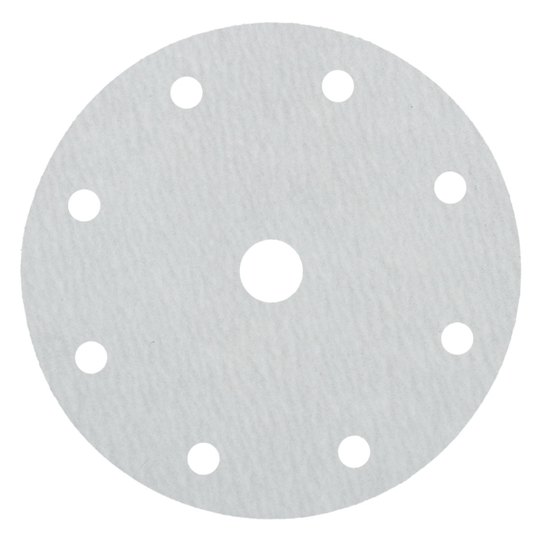 Klingspor VP73W Stearated A/O, 240 Grit, C-Wt Latex Paper, 6"x Festool 9 Holes, Kling-On 073VPK240W-15000F sanding disc featuring premium aluminum oxide abrasive grain, durable latex-impregnated C-weight paper backing, Festool-compatible 9-hole dust extraction pattern with center hole, and Kling-On hook-and-loop attachment system for fine finishing and surface preparation applications.