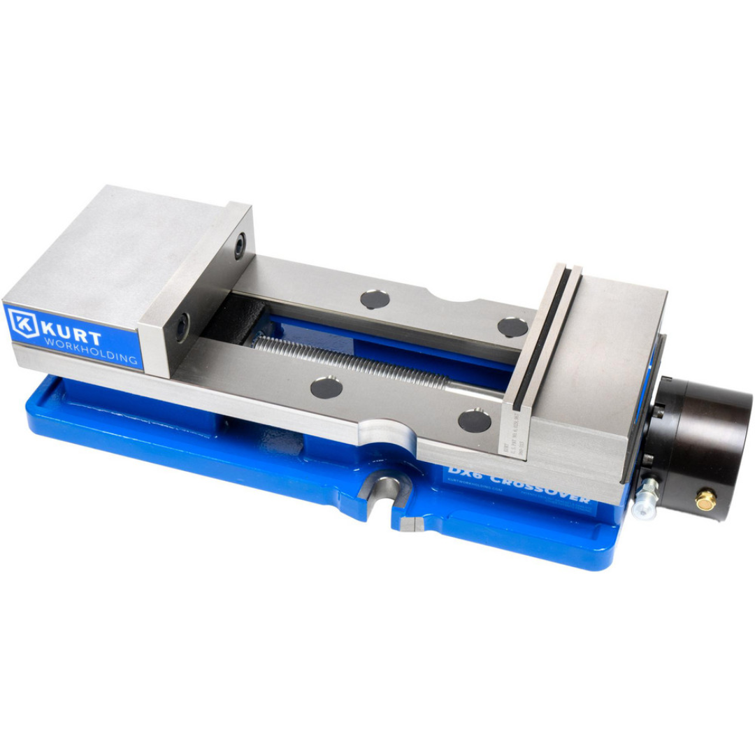 Kurt CNC Machines Vise: DX, Single-Station, 6.00" Jaw Width, 9.0" Jaw Opening, Stationary Base, Precision 67155739 precision CNC machine vise with 6-inch jaw width, 9-inch jaw opening capacity, and rigid stationary base for high-accuracy machining applications.