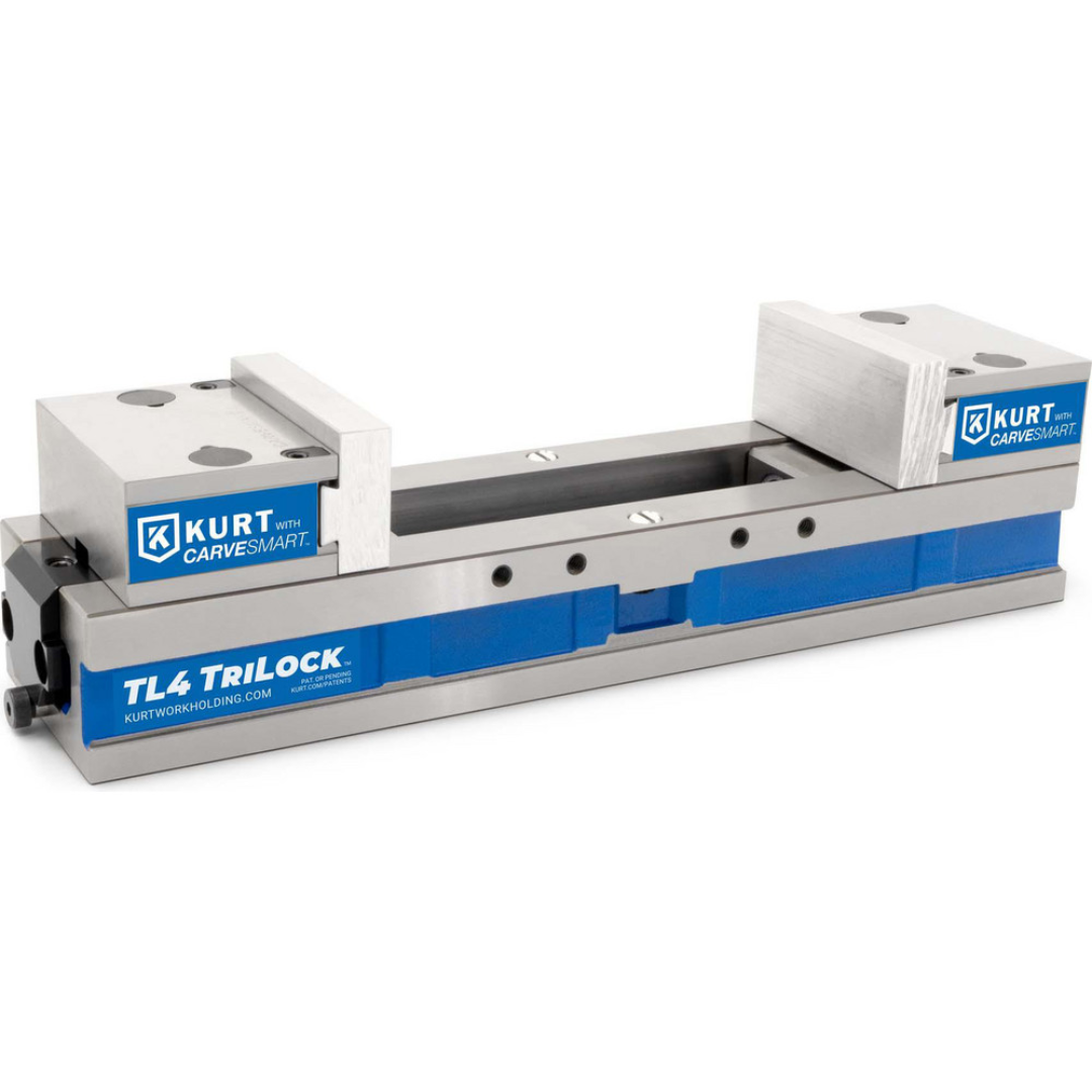 Kurt CNC Machines Vise: TriLock, Double-Station, 3.9700" Jaw Width, 9.8" Jaw Opening, Stationary Base, Precision 55542674 stationary-base machine vise engineered for reliable workholding, improved setup efficiency, and repeatable manufacturing operations.
