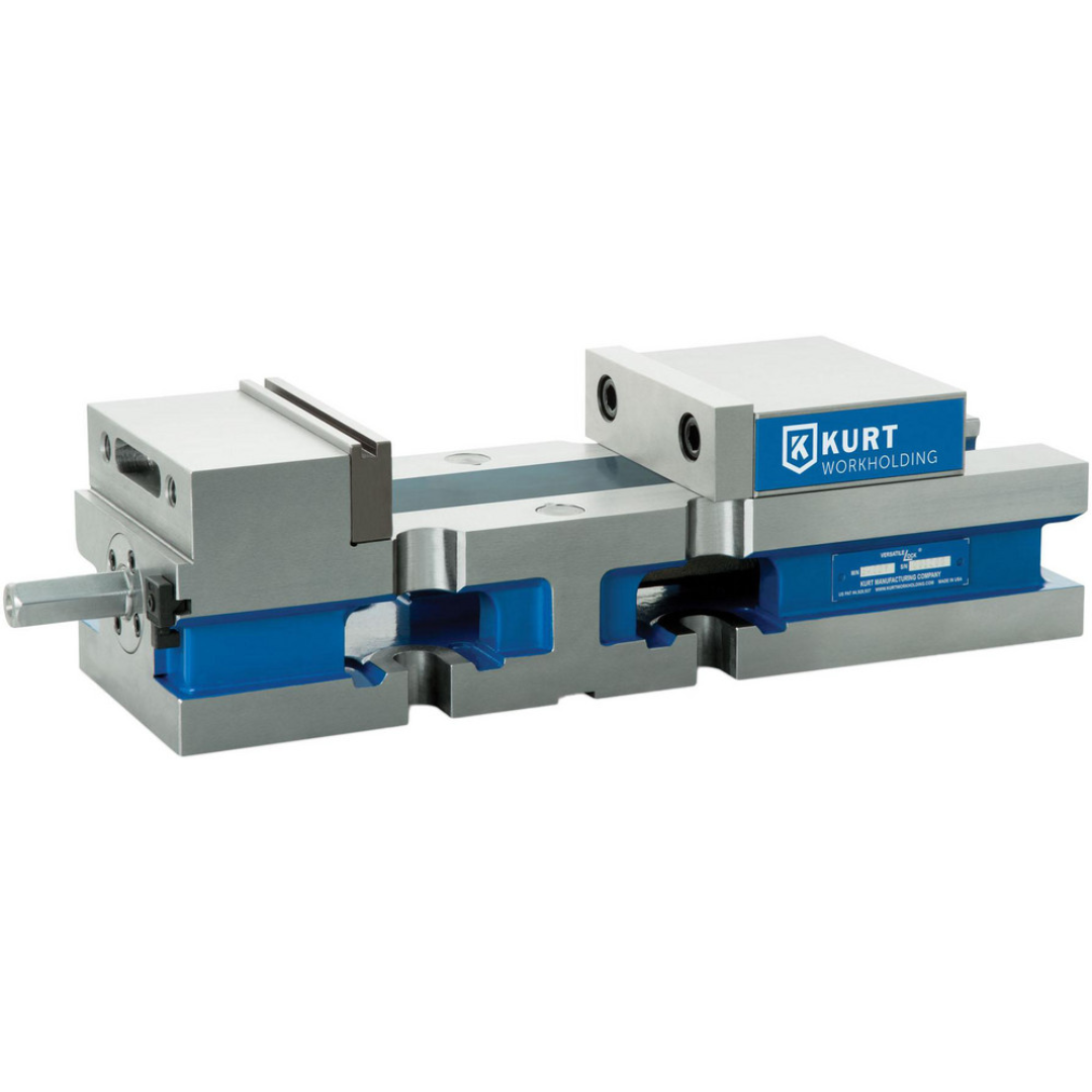 Kurt Machine Vise: Single-Station, 4.0000" Jaw Width, 6" Jaw Opening, Stationary Base, Precision 61696746 shown in a front angled view featuring precision-ground jaws, single-station workholding design, stationary base construction, and high-accuracy CNC machining vise configuration for milling and manufacturing applications.