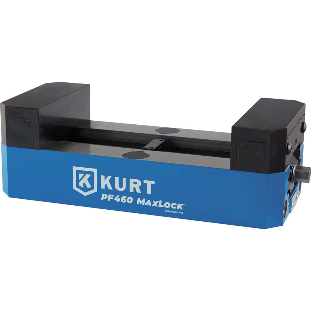 Kurt Modular Carvable Vise: 4" Jaw Width, 1.2500" Jaw Height PF440C compact modular workholding vise featuring carvable jaws, rigid MaxLock construction, and low-profile design for custom 5-axis machining and precision clamping applications.