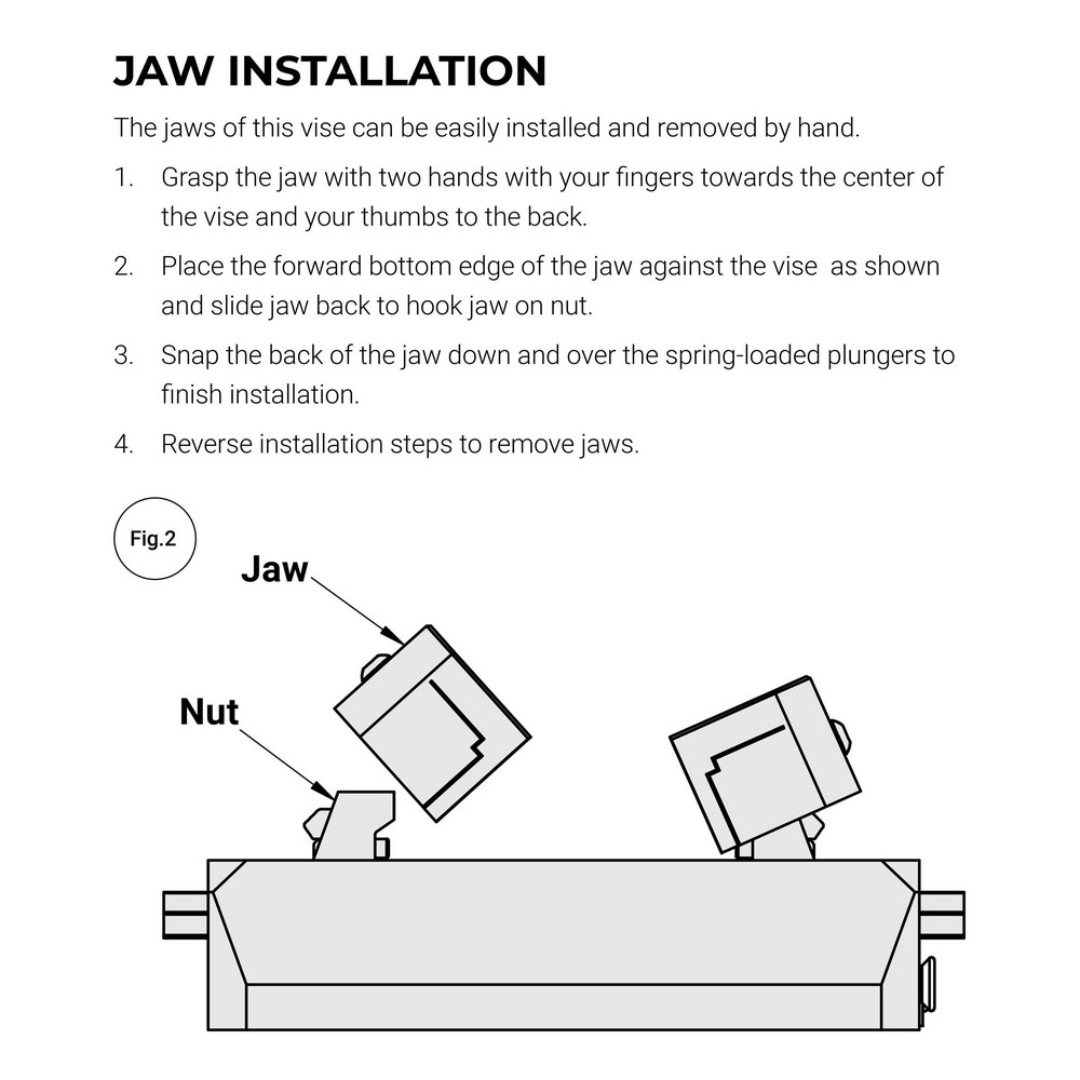 Kurt Self-Centering Vise: PFW, 4.6060" Max Jaw Opening 68624501 jaw installation guide illustrating proper jaw setup procedures for optimized clamping performance and machining accuracy.