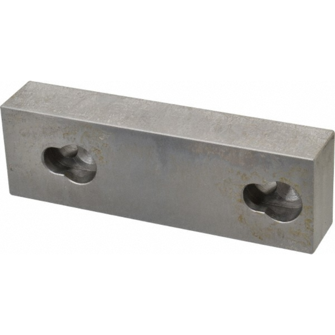 Kurt Vise Jaw: 5.97" Wide, 1.8800" High, 1.1250" Thick, Flat 09219726 precision-machined flat vise jaw constructed from durable steel, featuring dual mounting slots for secure installation and reliable workholding performance in machining applications.