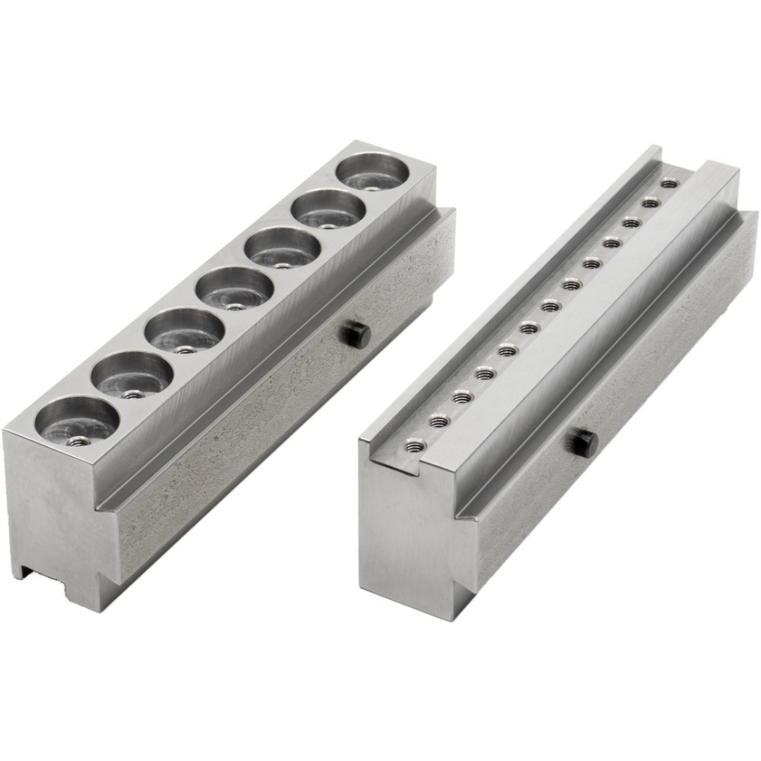 Kurt Vise Jaw: 6.00" Wide, 1.0000" Thick, Flat 55538185 angled product view showing precision-machined flat jaw surfaces, mounting features, and heavy-duty design for vise customization and replacement applications.