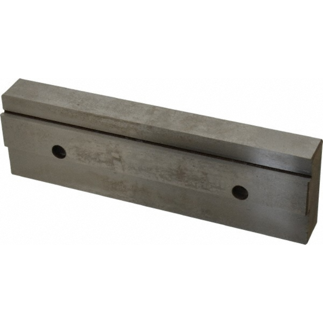 Kurt Vise Jaw: 7.97" Wide, 2.4400" High, 1.0750" Thick, Double Step 09219841 precision-machined replacement vise jaw featuring a double-step gripping profile, hardened steel construction, and mounting holes for secure workholding in machining and manufacturing applications.