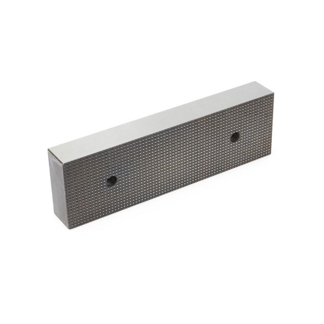 Kurt Vise Jaw: 7.97" Wide, 2.4400" High, 1.0750" Thick, Flat 09219908 angled product view showing precision-machined flat jaw construction, mounting holes, and durable design for replacement and workholding applications.