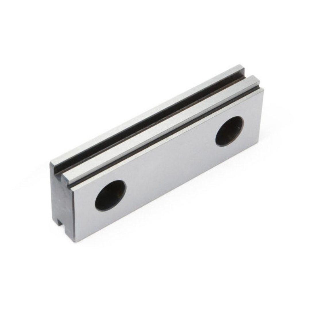 Kurt Vise Jaw Accessory: Jaw Plate D40-316 angled side view showing durable steel construction, precision-ground surfaces, and mounting hole configuration for accurate vise jaw replacement applications.