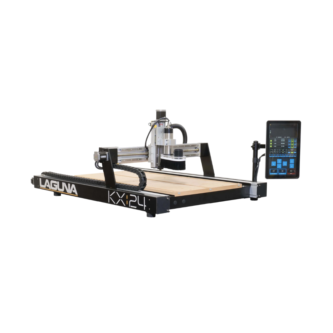 Laguna KX|24 KX2401 CNC router machine with full frame, spindle, and control panel on workshop floor