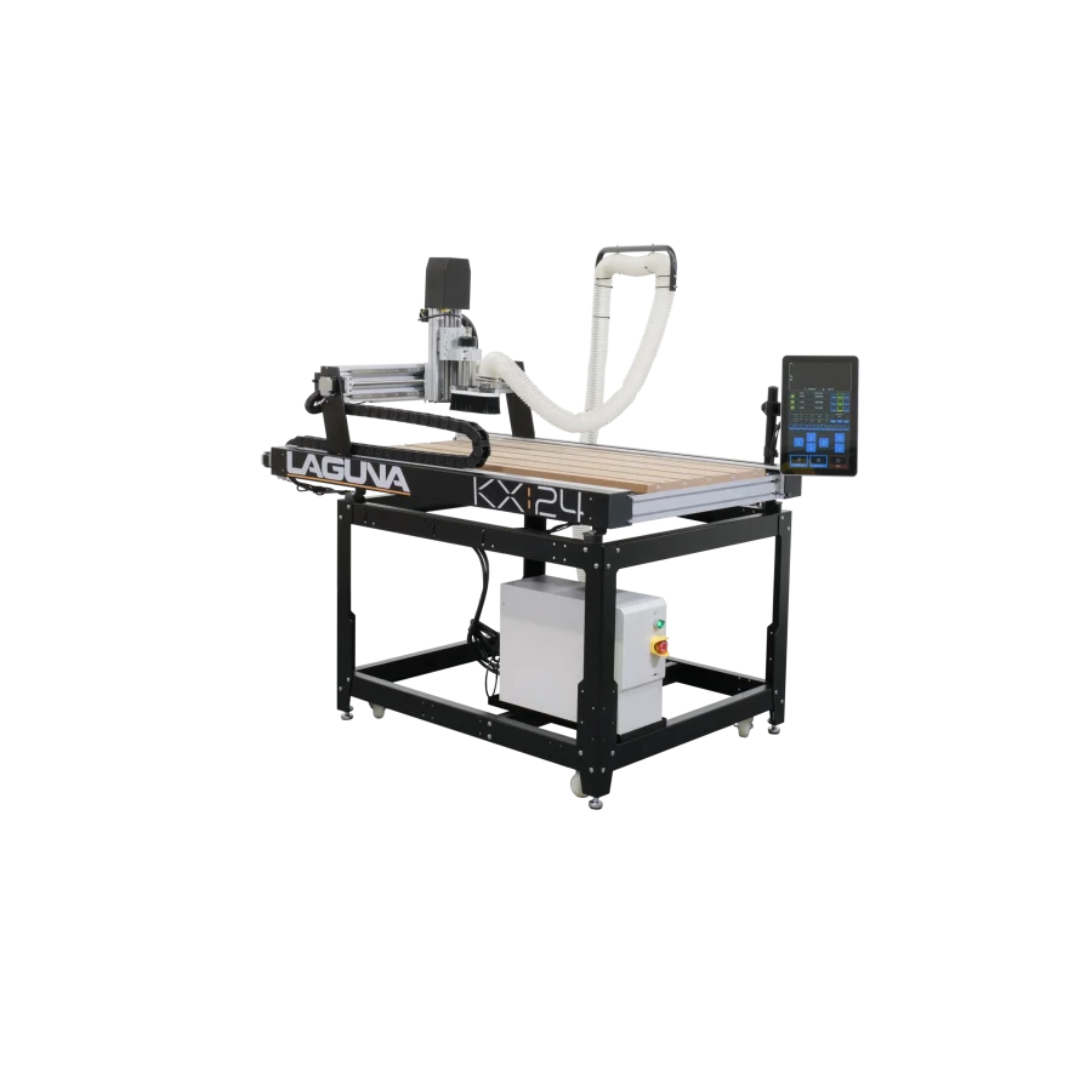 Laguna KX|24 KX2401 CNC router shown in angled view highlighting steel frame and cutting bed