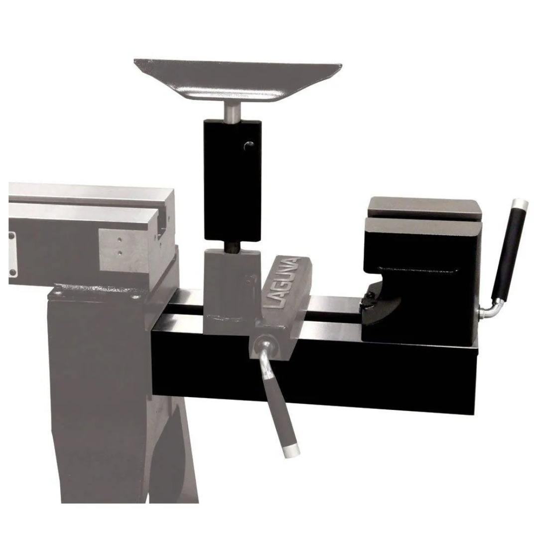 Laguna REVO 18|36 & 24|36: 20″ EXTENSION ALAREVO18 20 Extension mounted on lathe providing extended bed length with tool rest and tailstock support
