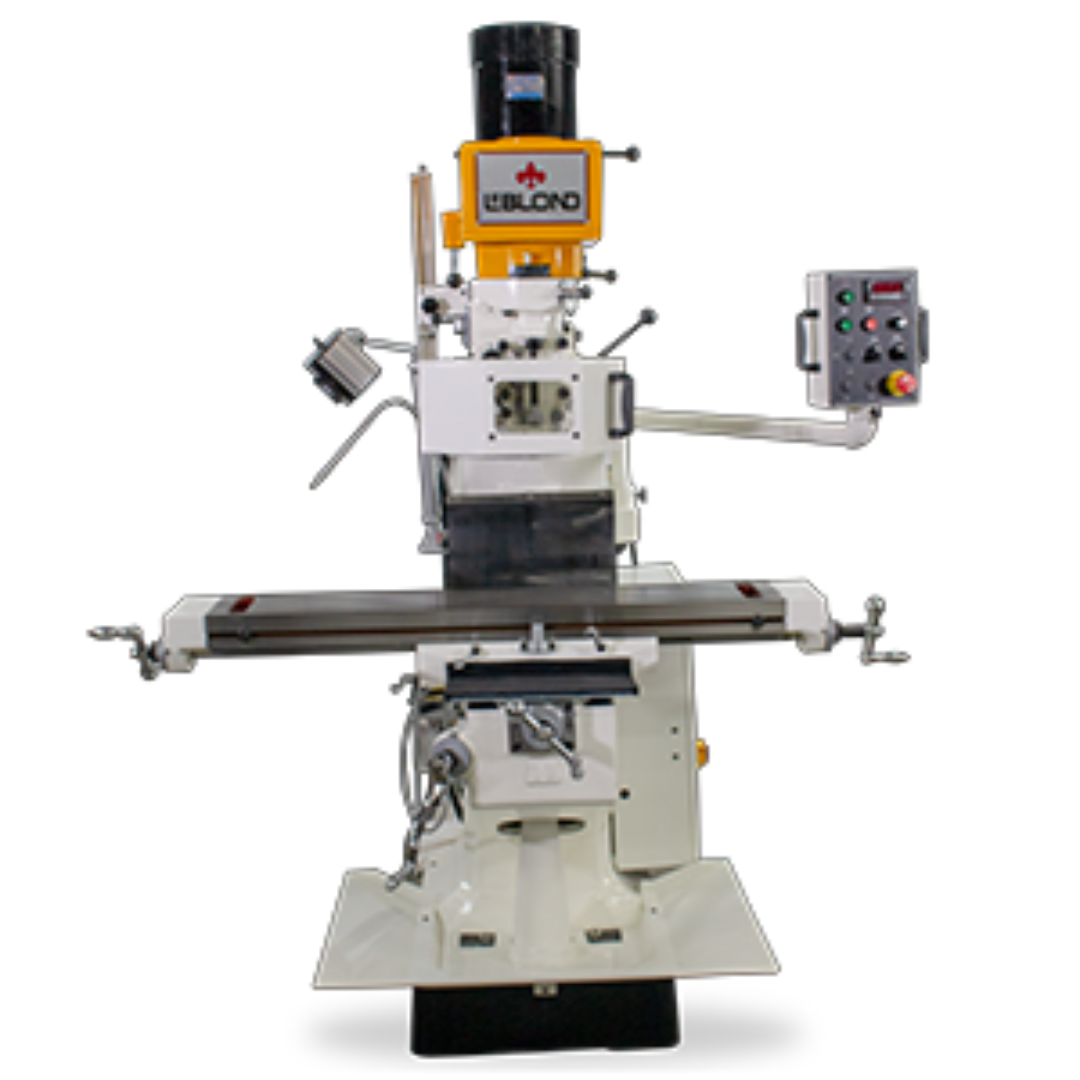 LeBlond LVM 9″ x 48″ Industrial Vertical Knee Mill LVM948 heavy duty vertical milling machine with precision table, adjustable spindle head, and industrial control panel for machining applications