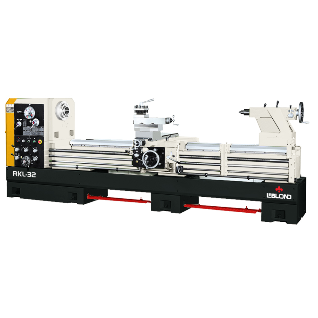 LeBlond RKL-3600G (SE) Series Large Bore Heavy Duty Precision Lathe highlighting control panel, spindle housing, and operator controls
LeBlond RKL-3600G (SE) Series Large Bore Heavy Duty Precision Lathe focusing on carriage, cross slide, and tool post system
LeBlond RKL-3600G (SE) Series Large Bore Heavy Duty Precision Lathe showing bed ways, lead screw, and feed rod along full machine length
LeBlond RKL-3600G (SE) Series Large Bore Heavy Duty Precision Lathe tailstock section with quill, handwheel, and sup