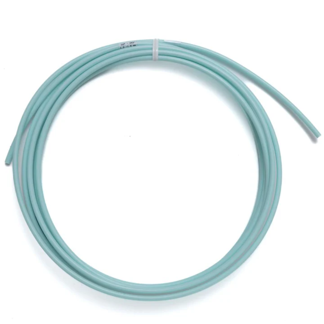LightWELD 10' Soft Wire Liner, 1.2 mm - 1.6 mm CMUS0010362X02XU teal Teflon welding wire liner coiled for wire feeder use on white background