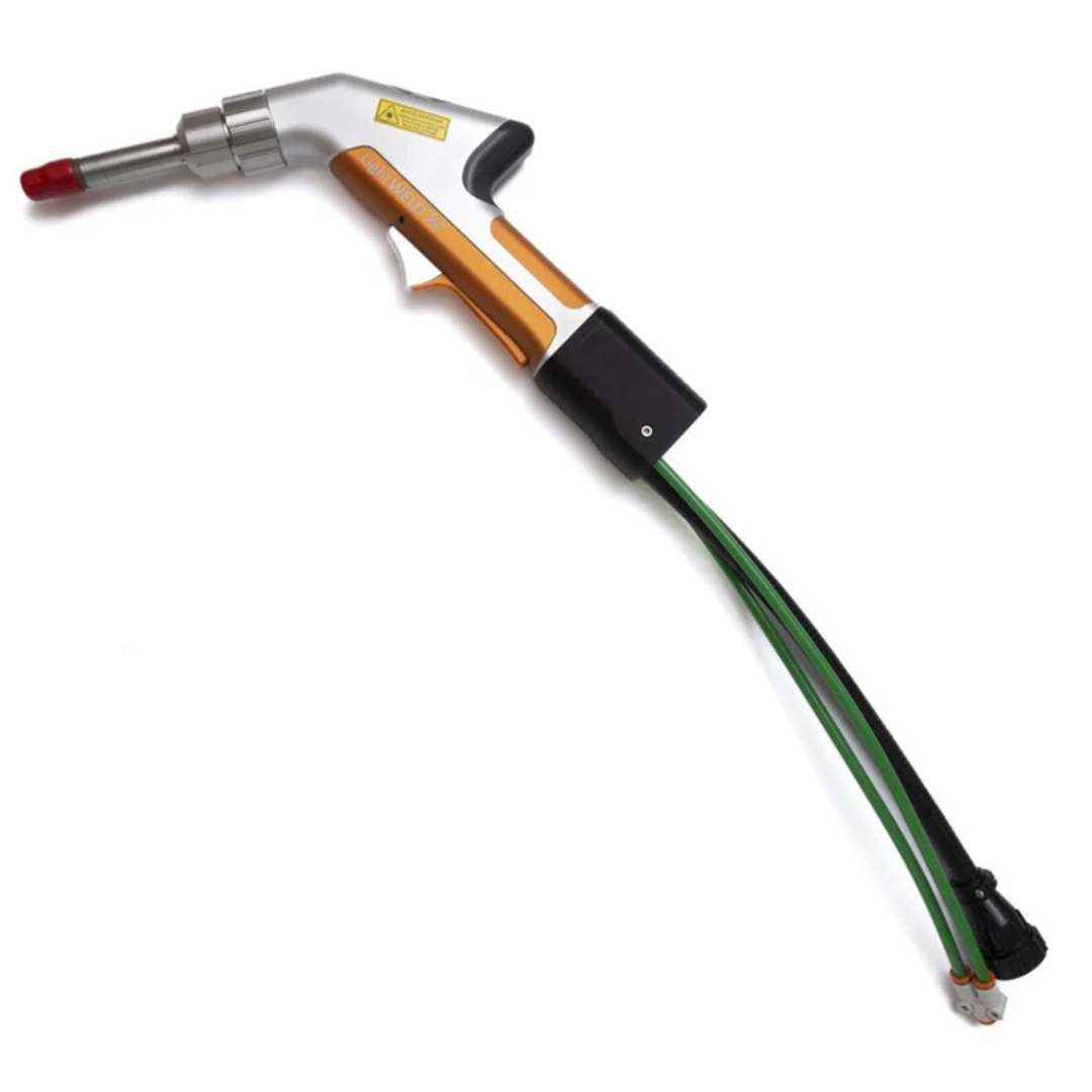 LightWELD 1500 XC Welding Head CDHCX041CQCXXXXU handheld laser welding head with precision nozzle, ergonomic grip, and dual-line cable assembly for advanced welding and cleaning applications