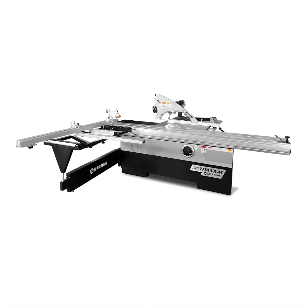 Maksiwa BMT.3200.IR Titanium Sliding Panel Saw Full Machine View with Aluminum Sliding Table and Rip Fence