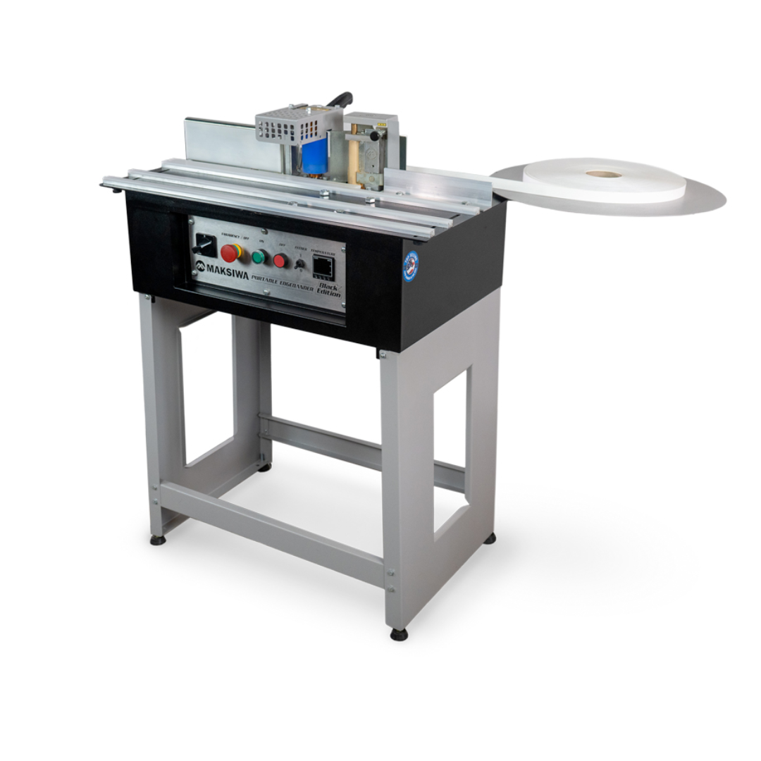 Maksiwa CBC.E Portable Edgebander, angled view showing feed side