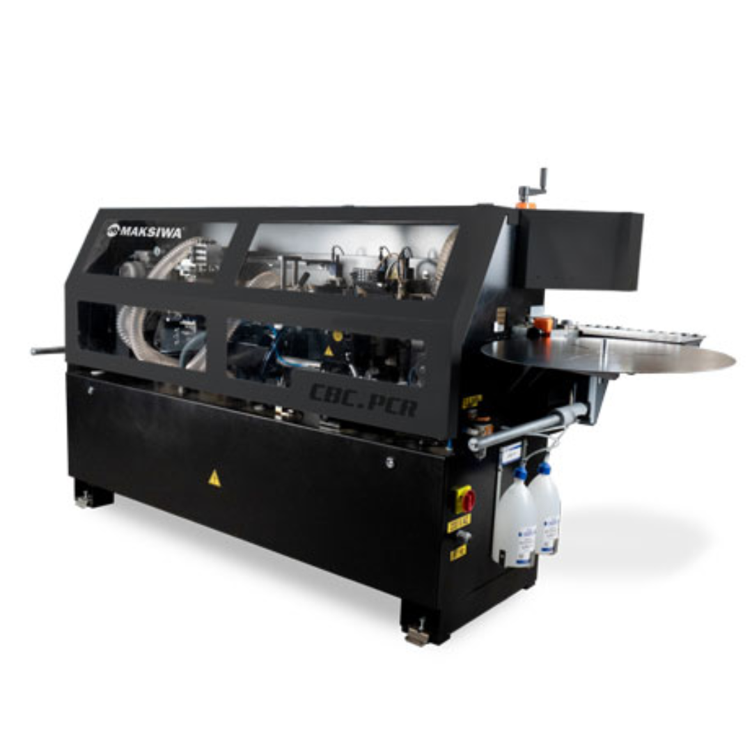 Maksiwa CBC.PCR – Edgebander Platinum Corner Rounding compact edgebander machine angled side view