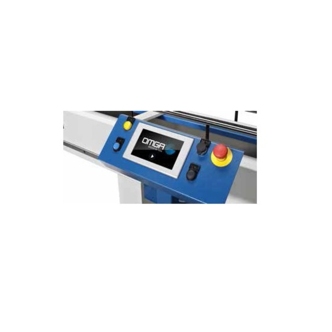 OMGA TR 2B I INT NC Compound Double Mitre Saw digital control panel interface for precise angle adjustment and programmable cutting operations