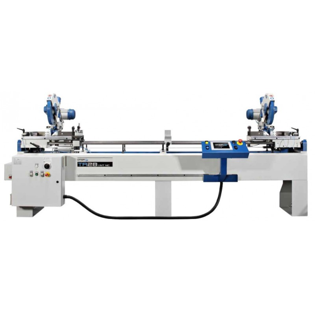 OMGA TR 2B I INT NC Compound Double Mitre Saw industrial cutting machine with dual-head precision aluminum profile cutting system and automated CNC control